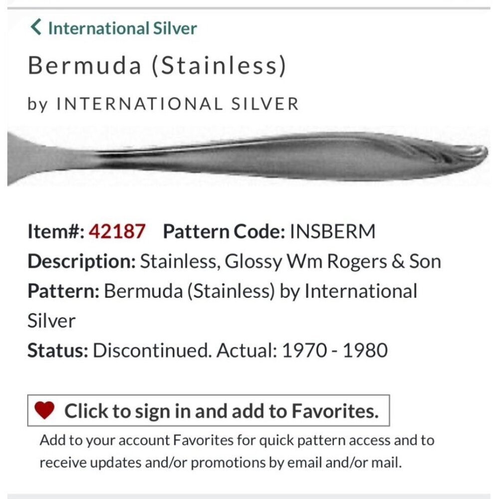 Set Of 6 Table spoons Bermuda Stainless Glossy WM Rogers & Son Vintage 1970-1980